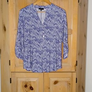 Cocomo Navy and White Zigzag Blouse